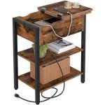 Narrow End Table with Charging Station and USB Ports