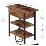 Narrow End Table with Charging Station and USB Ports