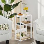 YUFAM 3-Tier Slim Side Table with Charging Station