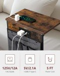 C-Shaped Charging End Table with Storage Bag