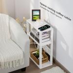 YUFAM 3-Tier Slim Side Table with Charging Station