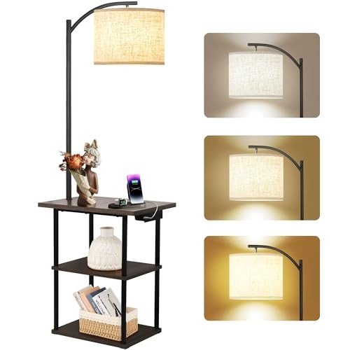 Modern Floor Lamp with Charging End Table
