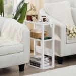 YUFAM 3-Tier Slim Side Table with Charging Station