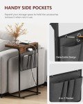 C-Shaped Charging End Table with Storage Bag