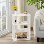 YUFAM 3-Tier Slim Side Table with Charging Station
