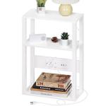 YUFAM 3-Tier Slim Side Table with Charging Station