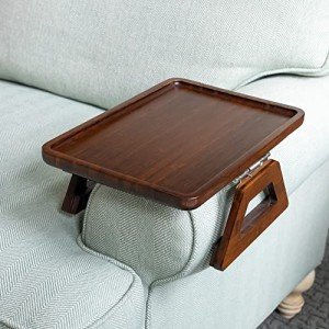 Bamboo Clip-On Couch Arm Table for Snacks
