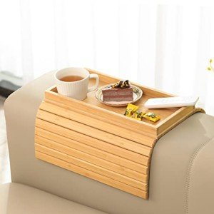 Bamboo Sofa Arm Tray Table with Cup Holder