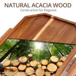 Acacia Wood Couch Arm Tray Table - Clip-On