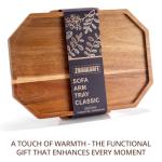 Acacia Wood Couch Arm Tray Table - Clip-On