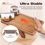 Acacia Wood Clip-On Couch Arm Table Tray