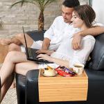 Bamboo Sofa Arm Tray Table with Cup Holder