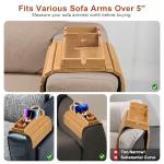 Magnetic Bamboo Couch Arm Tray and Cup Holder