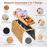 Magnetic Bamboo Couch Arm Tray and Cup Holder