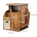 Rustic Brown Rotating End Table with Storage