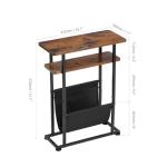 Narrow Rustic Brown Side Table with Magazine Rack