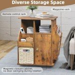 Rustic Brown Rotating End Table with Storage