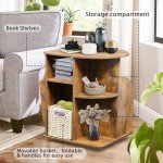 Rustic Brown Rotating End Table with Storage