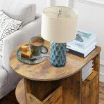 Rustic Brown Rotating End Table with Storage