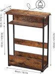 Rustic Brown Slim Side Table with Storage Shelf