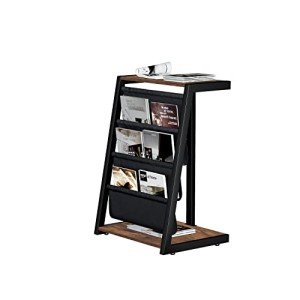 JOIN IRON Floor Bookshelf with Magazine Rack Pockets