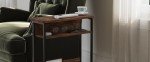 Rustic Brown Slim Side Table with Storage Shelf