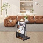 JOIN IRON Floor Bookshelf with Magazine Rack Pockets