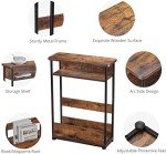 Rustic Brown Slim Side Table with Storage Shelf