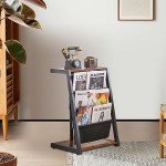 JOIN IRON Floor Bookshelf with Magazine Rack Pockets