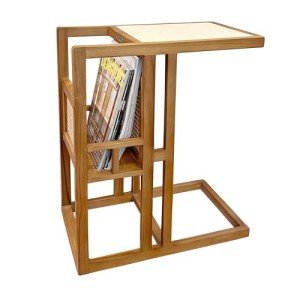 Teak Side Table with Magazine Rack - Fully Assembled