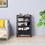 JOIN IRON Floor Bookshelf with Magazine Rack Pockets