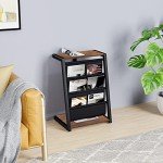 JOIN IRON Floor Bookshelf with Magazine Rack Pockets