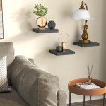 Set of 3 Black Floating Wall Shelves