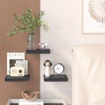 Set of 3 Black Floating Wall Shelves