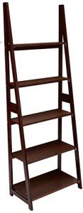 Espresso Ladder Bookshelf Organizer with 5 Shelves