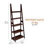 Espresso Ladder Bookshelf Organizer with 5 Shelves