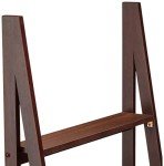 Espresso Ladder Bookshelf Organizer with 5 Shelves