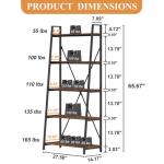 5-Tier Industrial Ladder Shelf Bookcase in Rustic Oak