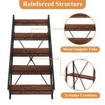 5-Tier Industrial Ladder Shelf Bookcase in Rustic Oak