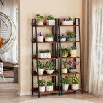 Rustic 5-Tier Ladder Shelf with Removable Drawer