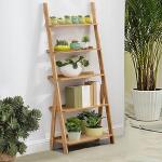 5-Tier Bamboo Ladder Shelf for Home Organization