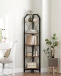 Stylish 5-Tier Corner Shelf in Rustic Brown