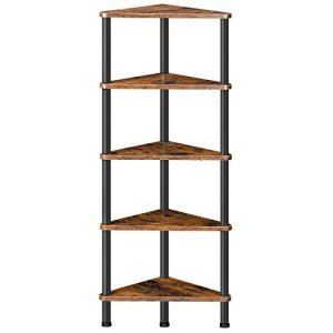 Industrial 5-Tier Corner Shelf for Small Spaces