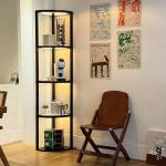 Dimmable Corner Lamp with Shelves for Organization