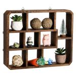 Rustic Shadow Box Floating Shelf with 9 Compartments