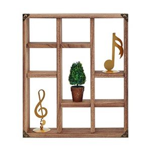 Rustic Wood Floating Shadow Box Shelf - 9 Slots
