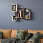 Rustic Wood Floating Wall Shelves with Cubes