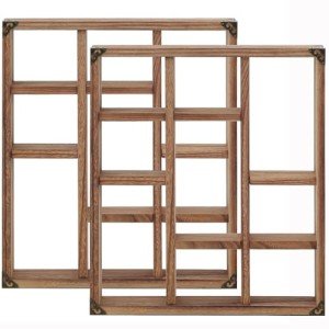 Rustic Wood Floating Shadow Box Shelf Set of 2