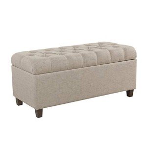 Ainsley Button Storage Ottoman Bench - Tan