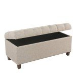 Ainsley Button Storage Ottoman Bench - Tan
